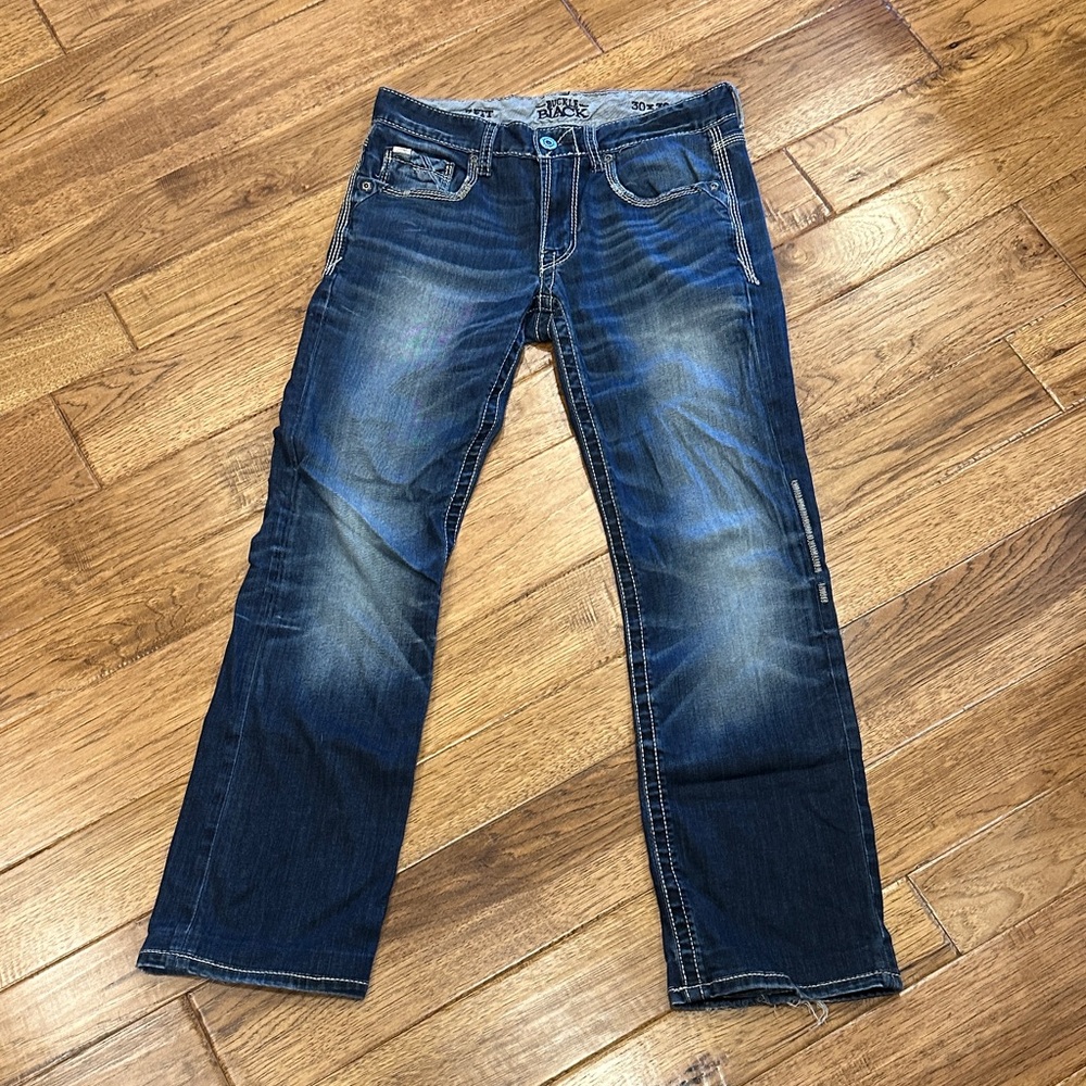 Men's Buckle Black Jeans